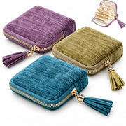 3-Pack 2027 New Model Jewelry Zipper Pouch, Travel Jewelry Organizer | 3-Piece Set Soft Velvet Jewelry Case, 6 Individual Pockets, Anti Tangling & Scratching,Travel & Gift Use