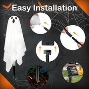 Solar Halloween Ghost Pathway Lights - 6Pack Waterproof Ghost Lights with 8 Modes for Outdoor Yard Porch Garden Lawn Halloween Pathway Decor, White