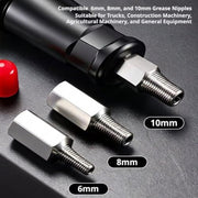 Heavy Duty Grease Fitting Cleaner Tool with M6 M8 Adapters (6/8/10 Long) | Clears Hardened Grease Buildup, Universal Adapter Fit, Sturdy Metal Body, Steady Ergonomic Grip, For Mechanics Workshops