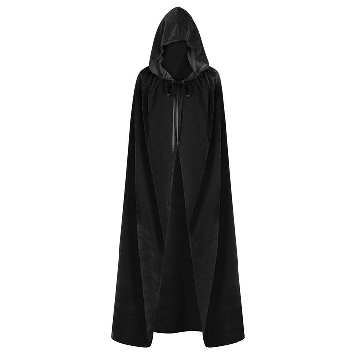 ODOCARE 59Inch Velvet Cloak with Hood for Men & Women, Hooded Cape Cloak Unisex Halloween Witch Vampire Wizard Raven Cosplay Costume(black,L)