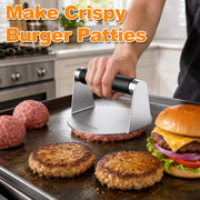 Smash Burger Press, Stainless Steel Burger Smasher with Anti-Scald Handle | 5.5 Inch Hamburger Press Includes 50 Non-Stick Patty Papers, Works Well for griddle, BBQ and Outdoor Cooking, Easy to Clean