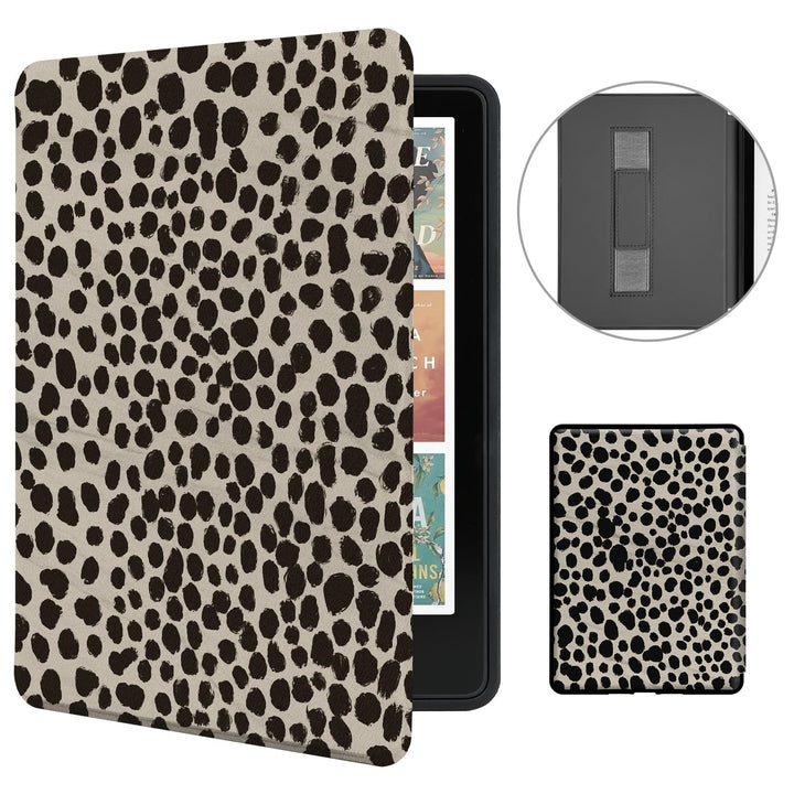 MOROCK Case for 7" Kindle Paperwhite & Colorsoft Signature, Khaki Leopard | Premium PU Leather Cover with Hand Strap, Auto Wake/Sleep for Kindle Paperwhite & Colorsoft 12th Generation 2024