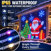 Christmas LED Smart Wall Curtain Net Lights, RGB Animated Outdoor Lights | 400 RGB Leds with App & Remote Control, Animated Effects, Timer, Music Sync and Customizable Christmas Light Displays