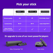 Roku Streaming Stick HD with Voice Remote | Compact 4K Streaming Device for TV with Roku Voice Remote & Long-Range Wi-Fi - Free & Live Local News, Sports