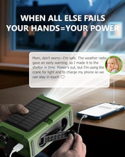 Emergency Weather Radio with Large Solar Panel, Real 12000mAh Battery | Efficient Hand Crank, AM/FM/NOAA Bands, LED Flashlight, Reading Lamp, SOS Alarm & Phone Charger for Camping & Emergencies
