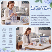 Locmeo 2 Pack Needlepoint Project Bags with Wristlet, Blue, Clear Hydrangea | Pouch for Embroidery Quilting, Sewing Organizer, Cross Stitch Storage Stitching Crafts Stitchers Thoughtful Gift