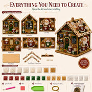 3D Wooden Christmas House Diamond Art Kit, Pearl Rhinestone DIY Ornament | Pearl Ornament, Diamond Painting, Holiday Decor, 3D Design, Adult Craft Kit