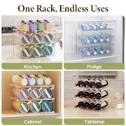 LAMU Stackable Water Bottle Organizer Holder Tumbler Cup Storage Rack | 3 Tier Clear PET Holder for Stanley 16-40oz Large Water Bottle Tumbler Cup Storage for Kitchen Cabinet Pantry Countertop