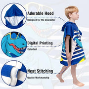 growell Hooded Kids Beach Towels - Toddler Bath Towel Girls Boys Swim Cover-ups for Ages 1 to 6 Kids Pool Towels Quick Dry Lightweight Soft Microfiber Poncho Towel 24x23 (Dinosaur Navy)