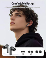 Wireless Earbuds, Bluetooth 5.4 Headphones Bass Stereo/Clear Calls, Black | Ear Buds with Noise Cancelling Mic LED Display in Ear Earphones IP7 Waterproof 36H Bluetooth Earbuds for Phones/Sport/Laptop