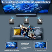 Mini Projector, Portable Smart Projector 4K WiFi 6 BT 5.4 [Built-in App] | Auto Keystone, Movie Projector Compatible With HDMI/USB/TV Stick/Smartphone/Laptop/PS5 Home Theater 180° Rotation White