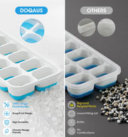 DOQAUS Ice Cube Tray with Lid and Bin,4 Pack Ice Cube Trays for Freezer | Silicone,Stackable. Easy Release Trays with Storage Bin & Scoop. Ideal for Freezer, Kitchen, RV, Cocktail, Coffee.