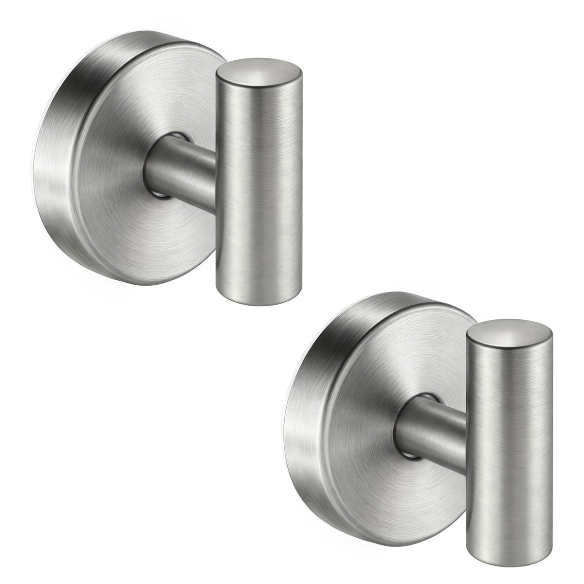 disbam Waterproof No-Drilling Suction Cup Shower Hooks, Brushed Nickel | Strong Vacuum Hold | No Wall Damage | Durable 304 Stainless Steel | Perfect for Bathroom Towel, Robe & Shower Mirror