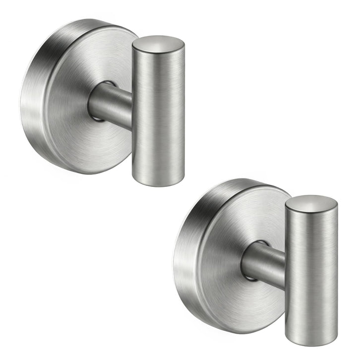 disbam Waterproof No-Drilling Suction Cup Shower Hooks, Brushed Nickel | Strong Vacuum Hold | No Wall Damage | Durable 304 Stainless Steel | Perfect for Bathroom Towel, Robe & Shower Mirror