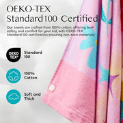Joiedomi Unicorn Hooded Towels for Kids Soft 100% Cotton Kids Beach Towel 30" x 50" for 3-8 Years Boy Girl Beach Hooded Poncho Absorbent Pool Toddler Swim Bath Wrap