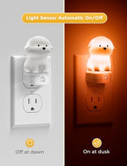 L LOHAS LED Plug in Night Light for Kids, 3D Cute Puppy Night Light | Dusk to Dawn Sensor, RGB+Soft White 3000K Dog Night Light, Christmas Birthday Gift Nightlight for Kids, Room Decor