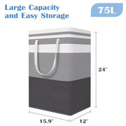 BlissTotes 3-Pack Laundry Basket, Collapsible Laundry Hamper, Grey, 75L | Laundry Clothes Hamper, Hampers for Bedroom, Freestanding Hamper with Handles, Clothes Laundry Basket