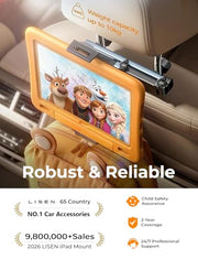 LISEN iPad Holder for Car Tablet Mount, 4 in 1 Adjust Arm Back Seat Stand | Car Accessories for Women, Car Interior Kit Organizer, Road Trip Essentials Kids, Toddler Travel Essential Car Mount Headrest