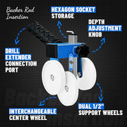LookFox Backer Rod Insertion Tool, Depth - Adjustable with Auxiliary Wheels | with 4 Interchangeable Wheels, for Concrete Joint Sealing, Road Construction and Construction Projects