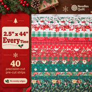 Christmas Jelly Roll Fabric for Quilting, 40 Precut 2.5" x 44" 100% Cotton Fabric Strips | Holiday Quilting Fabric Bundle for Sewing, Christmas Quilt Projects & DIY Crafts (Mistletoe Lane)