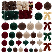 SHareconn 80pcs Velvet Christmas Tree Balls Ornaments Set Decorations Red