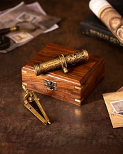 Antique Brass Kaleidoscope Gift for Men, Kids and Adults, Vintage Collectibles for Birthday, Christmas Any Occasion, Unique Gift Idea (with Tripod)