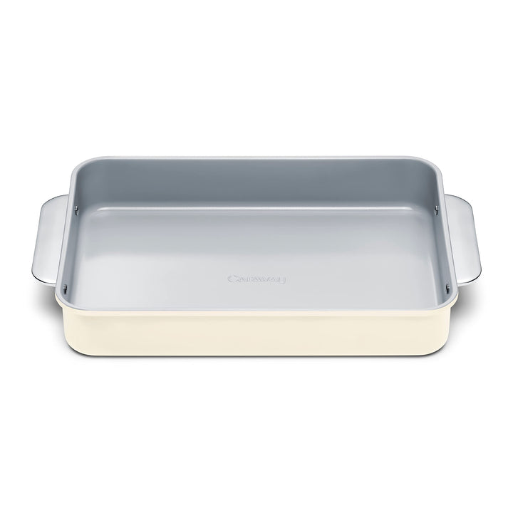Caraway Non-Stick Ceramic-Coated 9"x13" Rectangle Pan | Naturally Slick Ceramic Coating, Non-Toxic, PTFE and PFOA Free, Perfect for Brownies, Lasagnas, and More, Cream