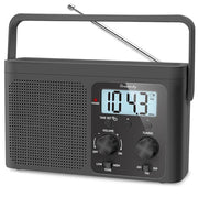 DreamSky AM FM Radio Portable Shortwave Radio Battery Powered/Plug in Wall | for Home Outdoor, Strong Reception, Large Dial Easy to Use, Digital Time Display, Transistor Antenna, Seniors Small Gift