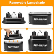 REPTITRIP Reptile Heat Lamp Fixture, Dual Light Fixture with Two Switches | Max 160W Each E26 Socket, Compatible with ceramic heat emitter, basking heat lamp, UVB bulb, for Bearded Dragon turtle lizard