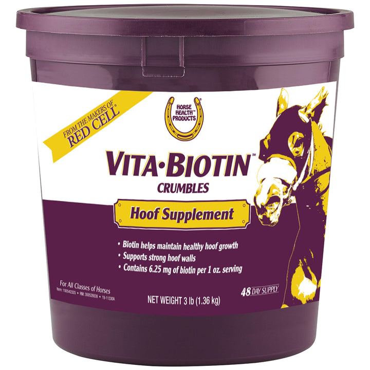 Horse Health Vita Biotin Crumbles Horse Hoof Supplement, 3 lbs | 48-Day Supply,Biotin Supplement Supports Healthy Hoof Growth, Strong Walls, Prevents Cracks & Chipping