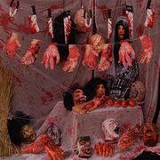Scary Halloween Decorations, Haunted House Props Decor 6Pcs Fake Body Parts | Hanging Severed Hands, Creepy Bloody Carnival Vampire Zombie Party, 6pcs Fake Body Parts, 16pcs Weapon Cutouts Banner