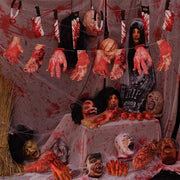 Scary Halloween Decorations, Haunted House Props Decor 6Pcs Fake Body Parts | Hanging Severed Hands, Creepy Bloody Carnival Vampire Zombie Party, 6pcs Fake Body Parts, 16pcs Weapon Cutouts Banner