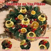 Advent Wreath Candle Holder, Christmas Candle Rings for Tapered Candles | Advent Wreath 5 candle Holder for Christmas Festival Home Party Church Decor, Gold
