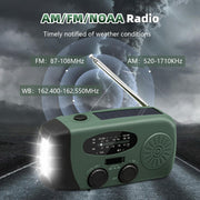 WVL 7400mWh Emergency Weather Radio, Portable Solar Hand Crank Radio AM/FM/NOAA, with 3 Mode Flashlight & Reading Lamp, Cell Phone Charger and SOS Siren(Navy Green)