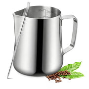 Milk Frothing Pitcher, 600ml (20oz) Milk Frother Cup Stainless Steel Jug Steaming Pitcher, Milk Coffee Cappuccino Latte Art Barista Steam Pitchers Milk Jug Cup with Decorating Pen