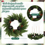 Suncalla Christmas Advent Wreath Candle Holder, Cedar Pine Cone | 4 Metal Holders for Tapers, 17.9 Inch Rustic Xmas Advent Calendar Ring, Christmas Centerpiece Decoration for Table Home