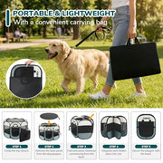 MZNZ Dog Playpen, Portable Cat Playpen Crate Indoor for Dogs Cats Rabbits, Foldable Small Animal Guinea Pigs Bunny Cage Enclosure for Outdoor, Pop Up Dogs Cats Tent Kennel with Carrying Case, Grey
