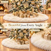 AOGU 48 Inch Faux Fur Christmas Tree Skirt White Plush Skirt for Merry Christmas Party Christmas Tree Decoration