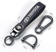 BFIVEANTE Leather car Keychain Set for Toyota Corolla, RAV4, Highlander Men and Women Family Present Keychain Key Ring Lanyard Accessories (Black)