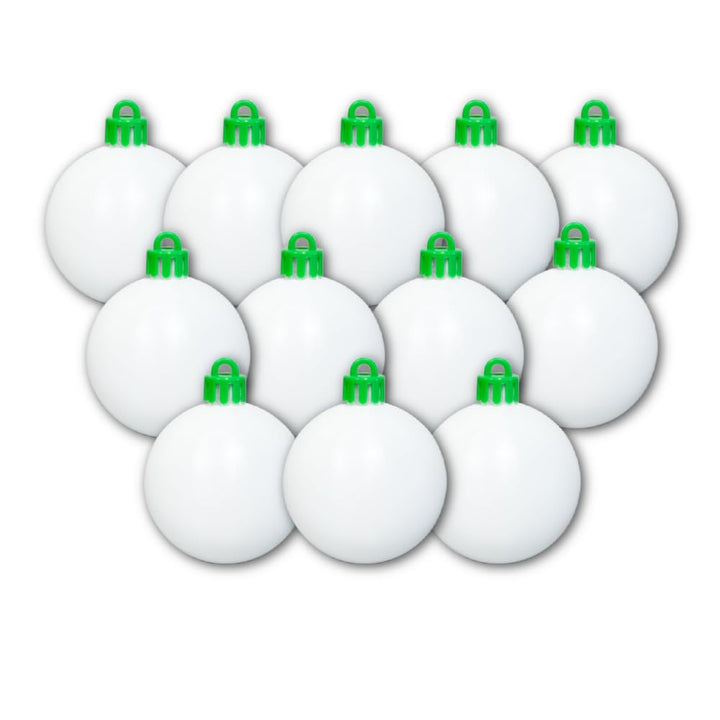 Treemendous Ornament Decorator Refill Kit - 12 White Plastic Ball Ornaments | 3-Inch Diameter, DIY Crafting, Paintable Spheres, Ages 3 and Up, Storage Box Included