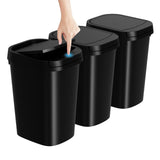 KSSKSS 3 Pack Bathroom Small Trash Can with Lid, 2.6 Gallon Slim Garbage Bin with Pop-Up Lid, 10L Plastic Wastebasket for Bedroom, Office, Kitchen, Toilet (Black)
