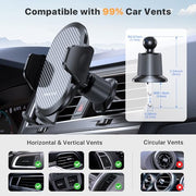 Miracase Phone Holders for Your Car with Metal Hook Clip, Air Vent Cell Phone Stand Car Mount, Universal Automobile Cradle for Garmin GPS Fit iPhone Android and All Smartphones, Dark Black