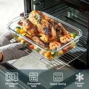 M MCIRCO 6 Piece Extra Deep Glass Baking Dish with Lids, BPA free | Rectangular Glass Bakeware Set, Baking Pans for Lasagna, Casserole Dishes, Microwave, Oven, Freezer, Dishwasher