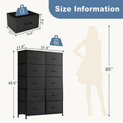 DUMOS 10 Drawer Tall Dresser for Bedroom & Living Room, Black | Fabric Storage Dresser Tower with Bins, Anti-Tip, Chest Organizer Unit, Steel Frame, Wood Top, Easy Pull Handle