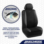 Skechers Air-Cooled Memory Foam Seat Covers,Mesh Thick Car Seat Covers,Piping Leather Car Seat Covers Front Seats,Airbag Compatible,Automotive Comfort Universal FitMost Cars,Vans,Truck,SUV,Black