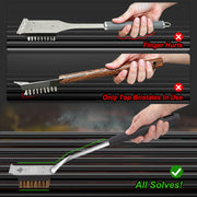 Natural Palm Grill Brush & Scraper Combo,No Metal Bristle Shedding | with Deluxe Ergonomic Handle–Heavy-Duty BBQ Cleaning Tool for Gas, Infrared, Charcoal, and Porcelain Grills