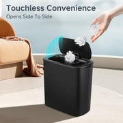 TIPGO Automatic Small Bathroom Trash Can with Lid, 2.6 Gallon, Black | Motion Sensor, Plastic, Touchless, Odor Control, Smart Garbage Can, Battery Operated, Manual Button, for Bedroom, Office,RV