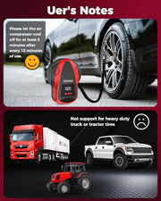 TEROMAS Tire Inflator Portable Air Compressor, Air Pump DC/AC for Car Tires 12V DC and Other Inflatables at Home 110V AC, Digital Electric Tire Pump with Pressure Gauge(Red)