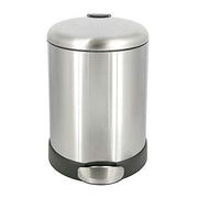 Glad Small Trash Can, 1.2 Gallon | Round Stainless Steel Garbage Bin with Soft Close Lid & Step Foot Pedal | Metal Waste Basket with Removable Inner Bucket, Stainless, 8 x 9.5 x 12 inches