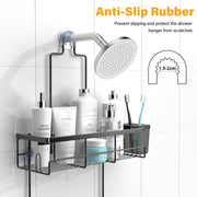 Hanging Shower Caddy Over Showerhead - Rustproof No Drill Shower Organizer | Includes Soap Holder and Hooks for Shampoo, Conditioner, and Bathroom Essentials with Quick Drainage Design